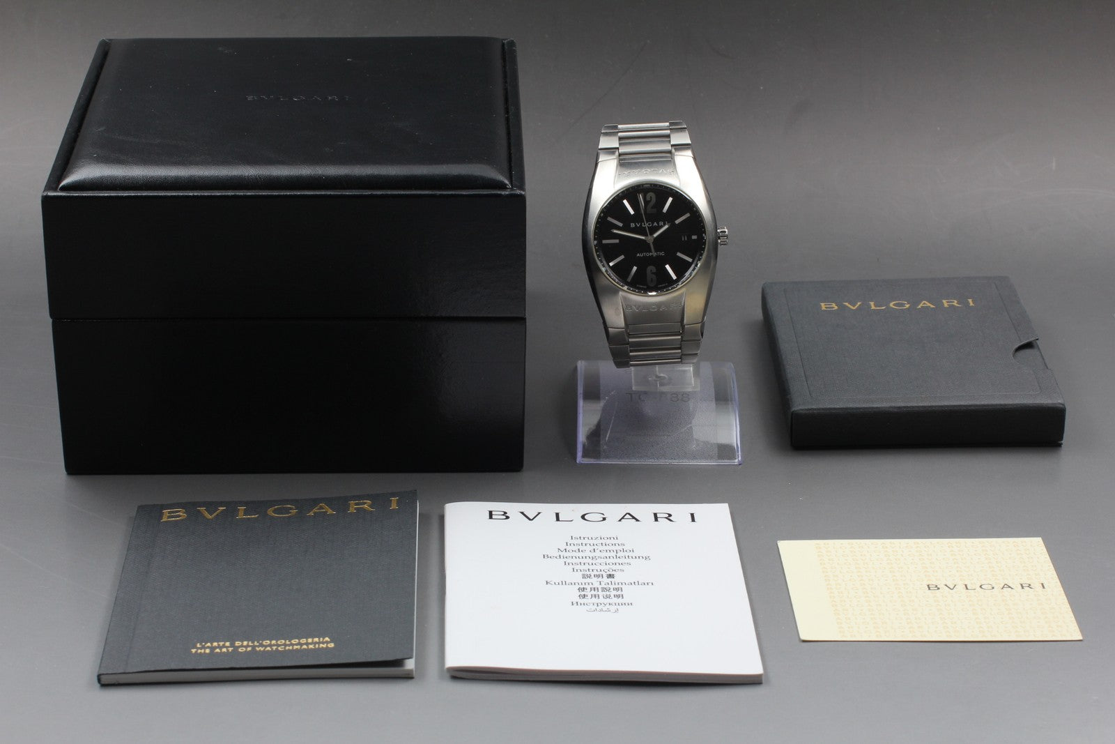 Exc+5*Box BVLGARI Ergon EG40S Black Dial Automatic Men's Watch 40mm From JAPAN
