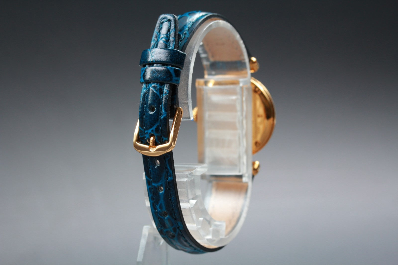 Vintage [Exc+5] Cartier Must Colisee Vermeil 2410 Gold Blue Women's Quartz Watch