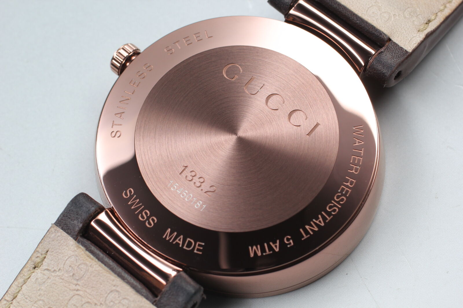New Battery [Exc+5] GUCCI Interlocking 133.2 Black Bronze Men's Qz Watch JAPAN