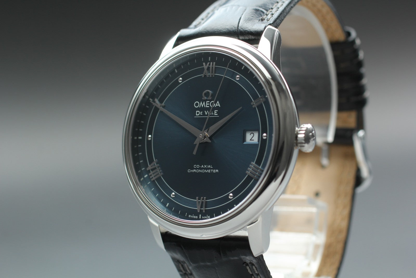 N MINT Box Omega De Ville Prestige 424.13.40.20.03.002 Co-Axial Blue Men's Watch