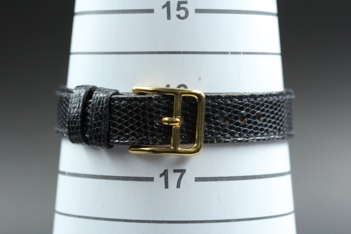 HERMES Kelly Watch Gold Black Leather "=" Woman's Quartz Watch Vintage