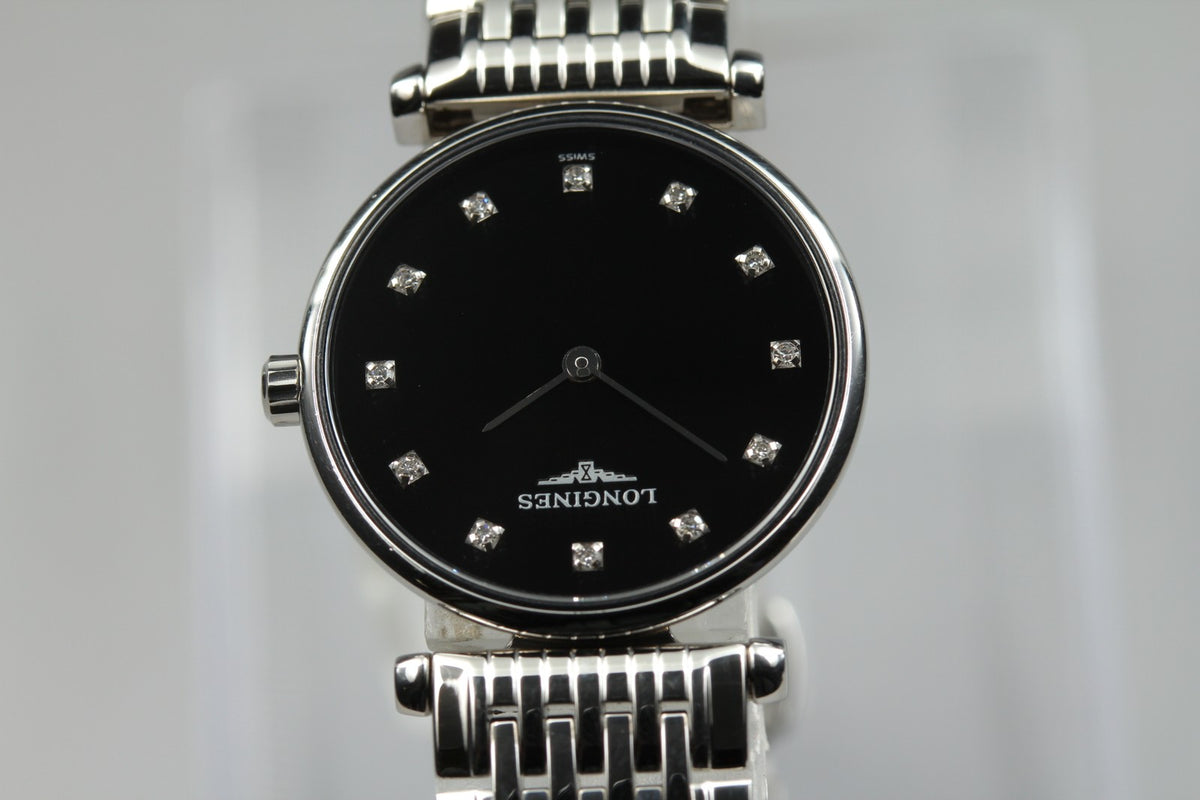 LONGINES La Grande Classique L4.209.4 Black 12P Diamond 23mm Women's Qz Watch