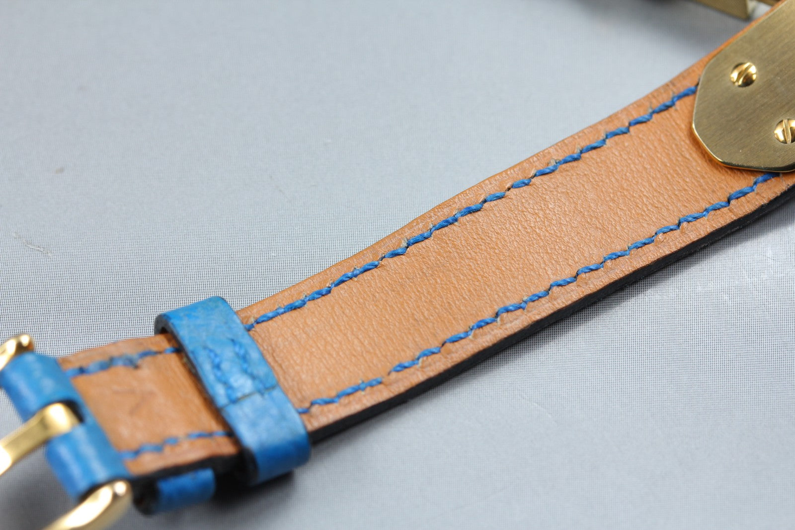 Vintage HERMES Kelly Watch Gold Blue Leather "A" Woman's Quartz Watch [Box]