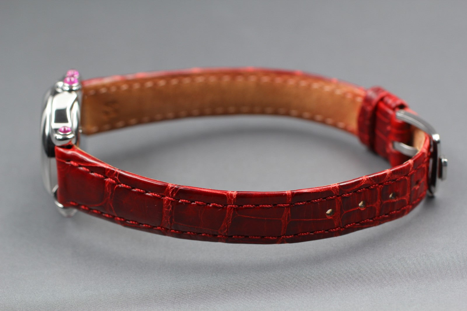 EXC+5 Chopard Happy Sports 27/8245-42 Heart Diamond Red Silver Qz Women’s Watch