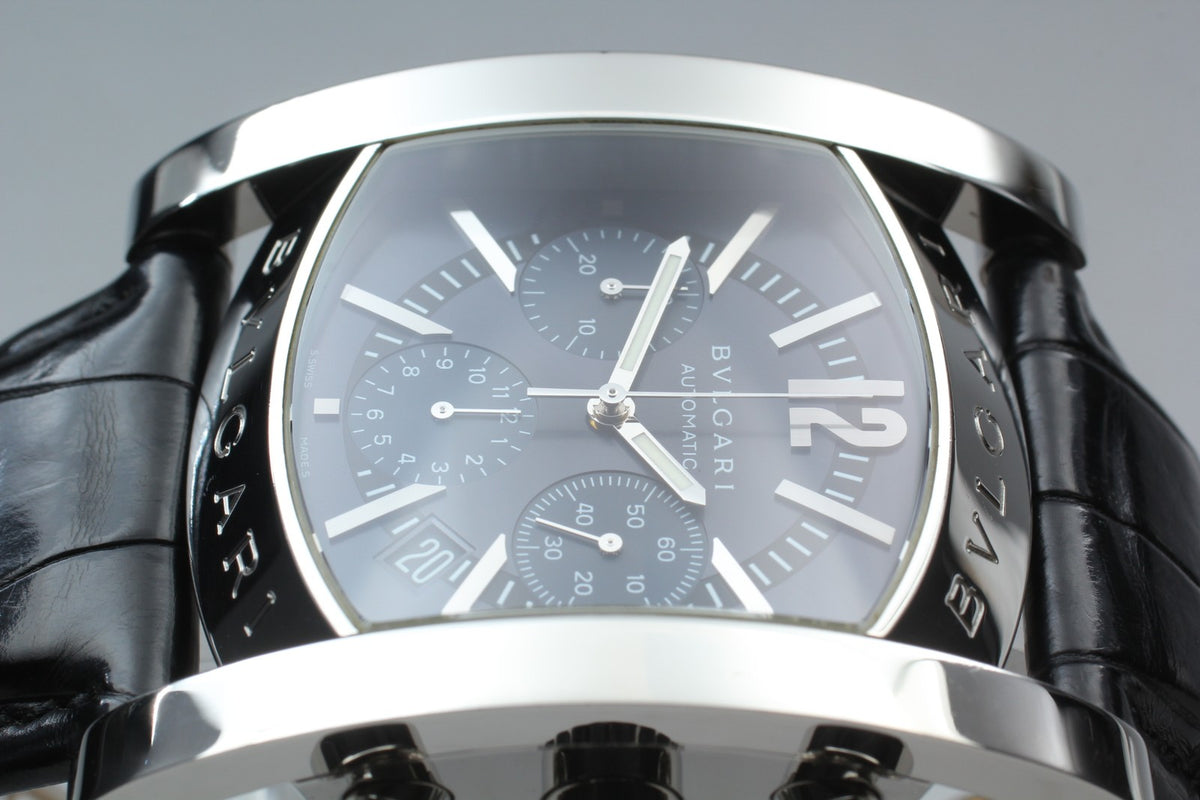 [Exc+5] BVLGARI Assioma AA48SCH Chronograph Black 38mm Automatic Men's Watch