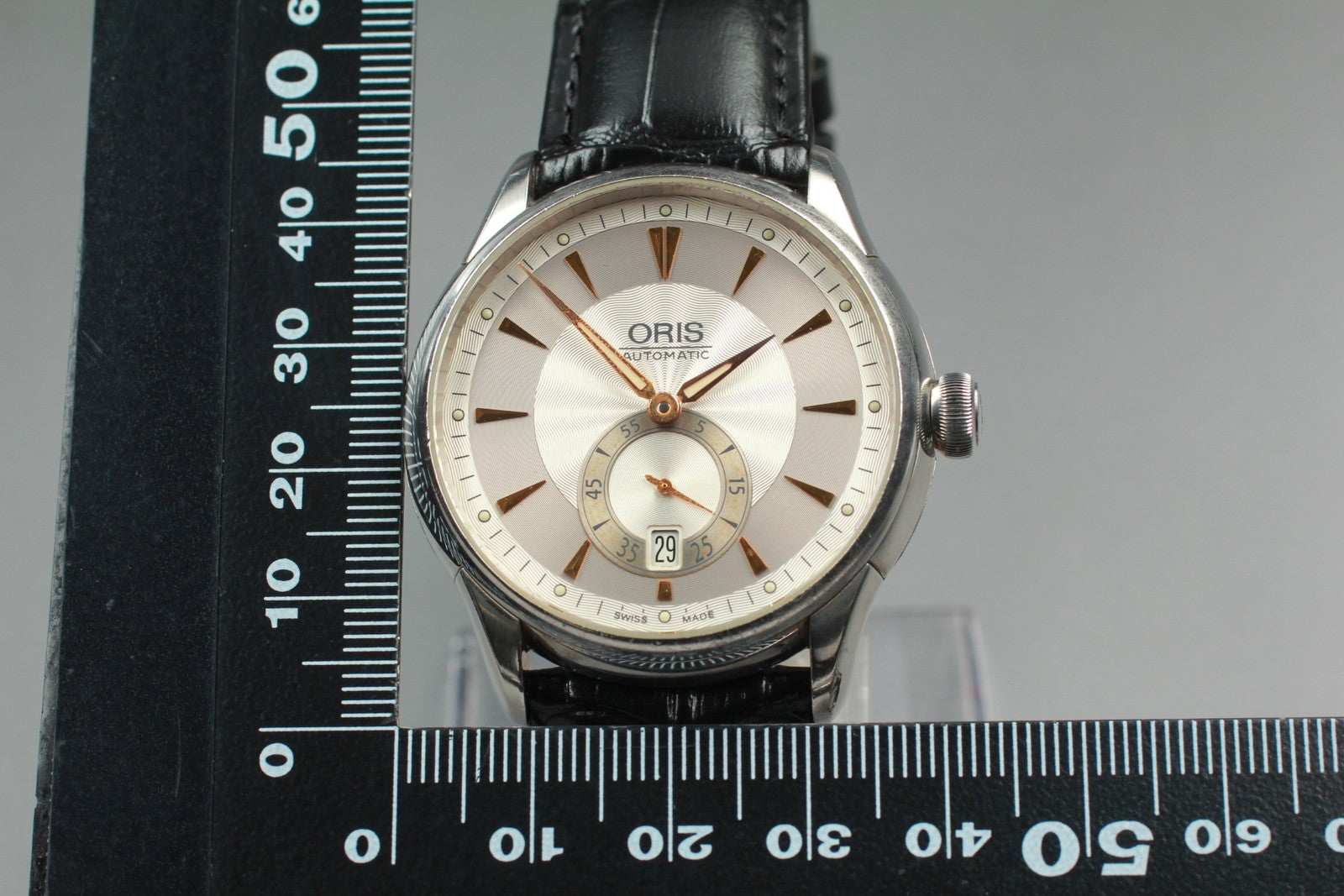 Exc+5* ORIS Artelier 7582 Small Second Date Silver Dial Automatic Watch 40mm JP