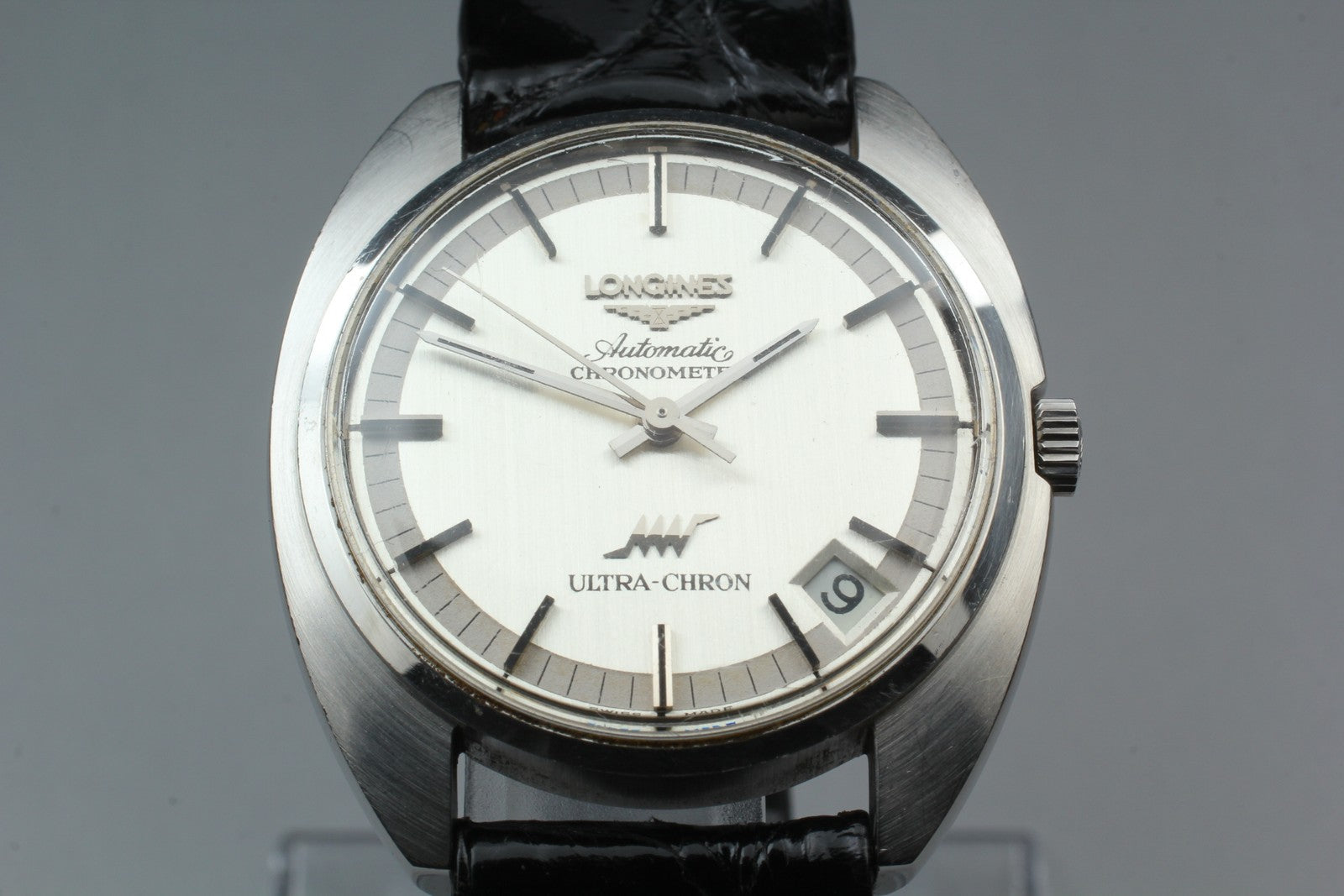 Vintage LONGINES ULTRA-CHRON Chronometer Date Silver Men's Watch 34mm Exc+5 JP