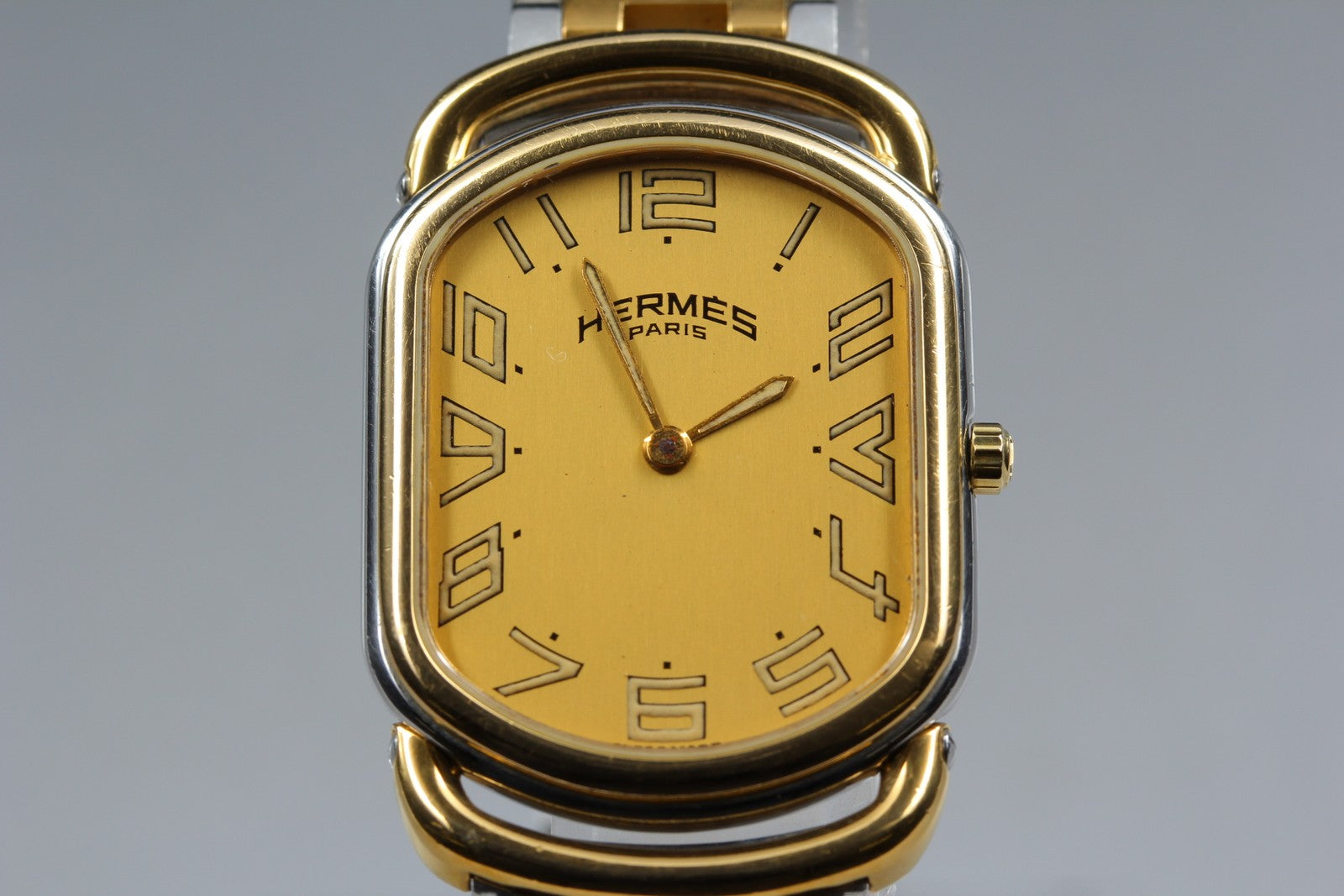 New Batt HERMES Rally RA1.240 Quartz Gold Dial Women's Watch 25mm JAPAN Box
