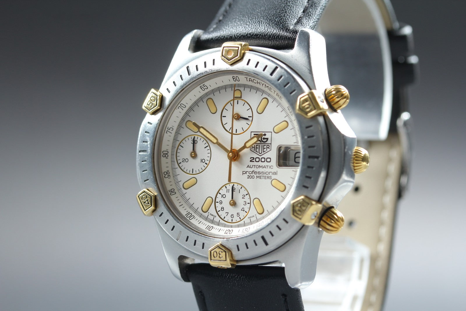 Vintage TAG HEUER 2000 165.806/1 Automatic Chronograph Men's Watch 40mm JAPAN