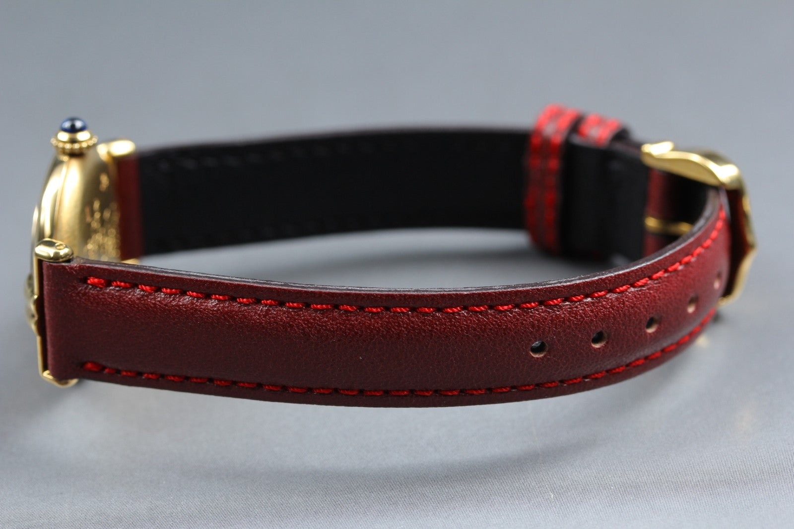 Vintage [Near MINT-] Cartier Must Colisee Vermeil 590002 Red Women's Qz Watch