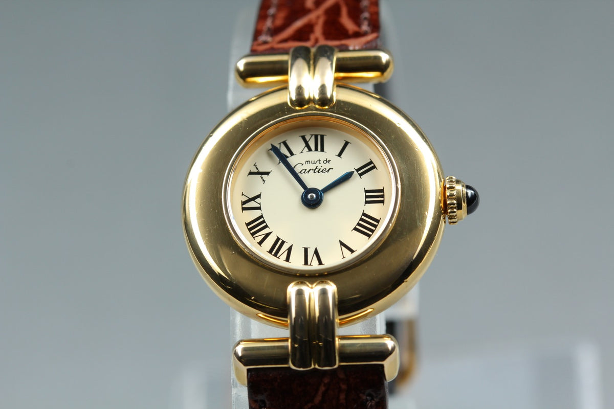 Cartier Must Colisee Vermeil 590002 Brown Gold Women's Quartz Watch Vintage