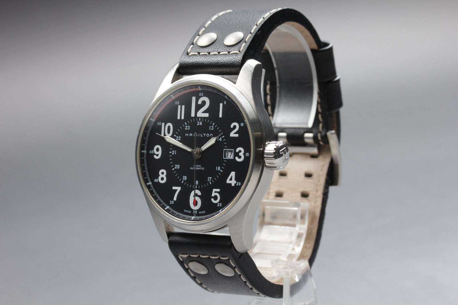 Hamilton Khaki Field H706150 Black Dial Automatic Date Men's Watch 43mm JAPAN