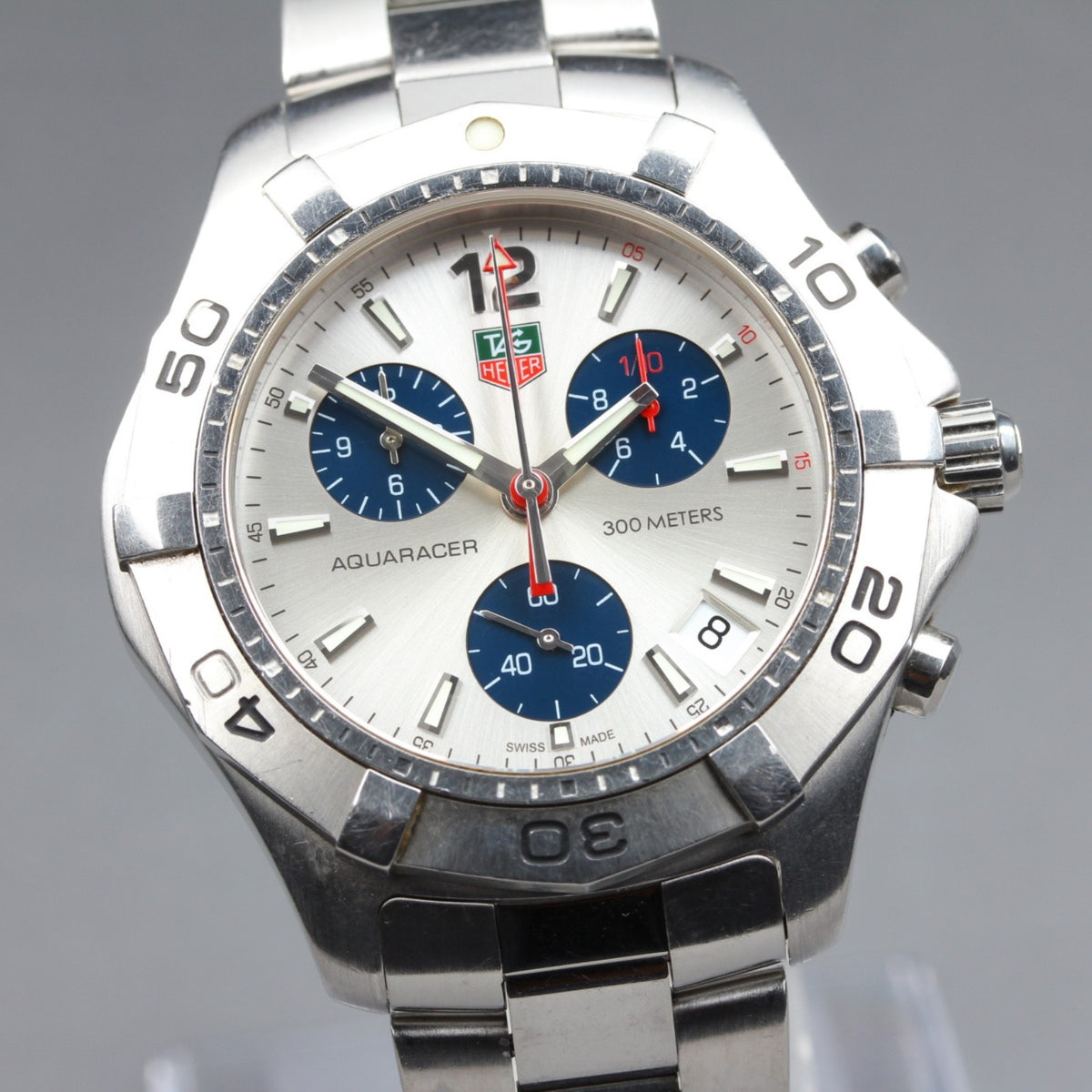 Tag Heuer Aquaracer 300m CAF1110 Chronograph Silver Quartz Men's Watch 42mm JP