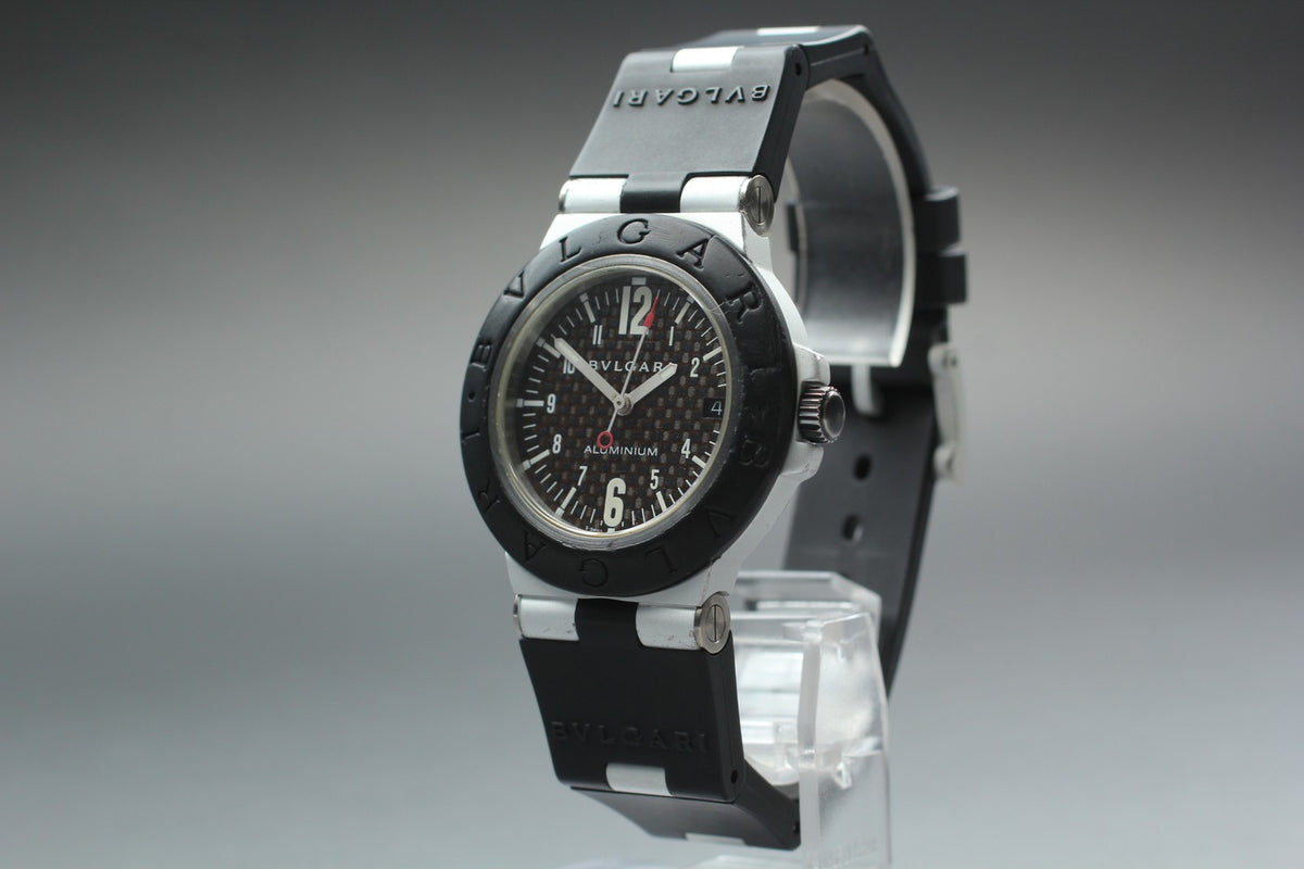 overhauled BVLGARI Aluminum AL38TA Black Men's Automatic Watch 38mm JAPAN Box