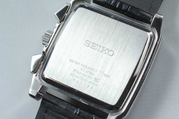 RARE[Exc+5] SEIKO Chronograph 7T92-0HS0 Black Quartz Men's Watch 39mm JAPAN