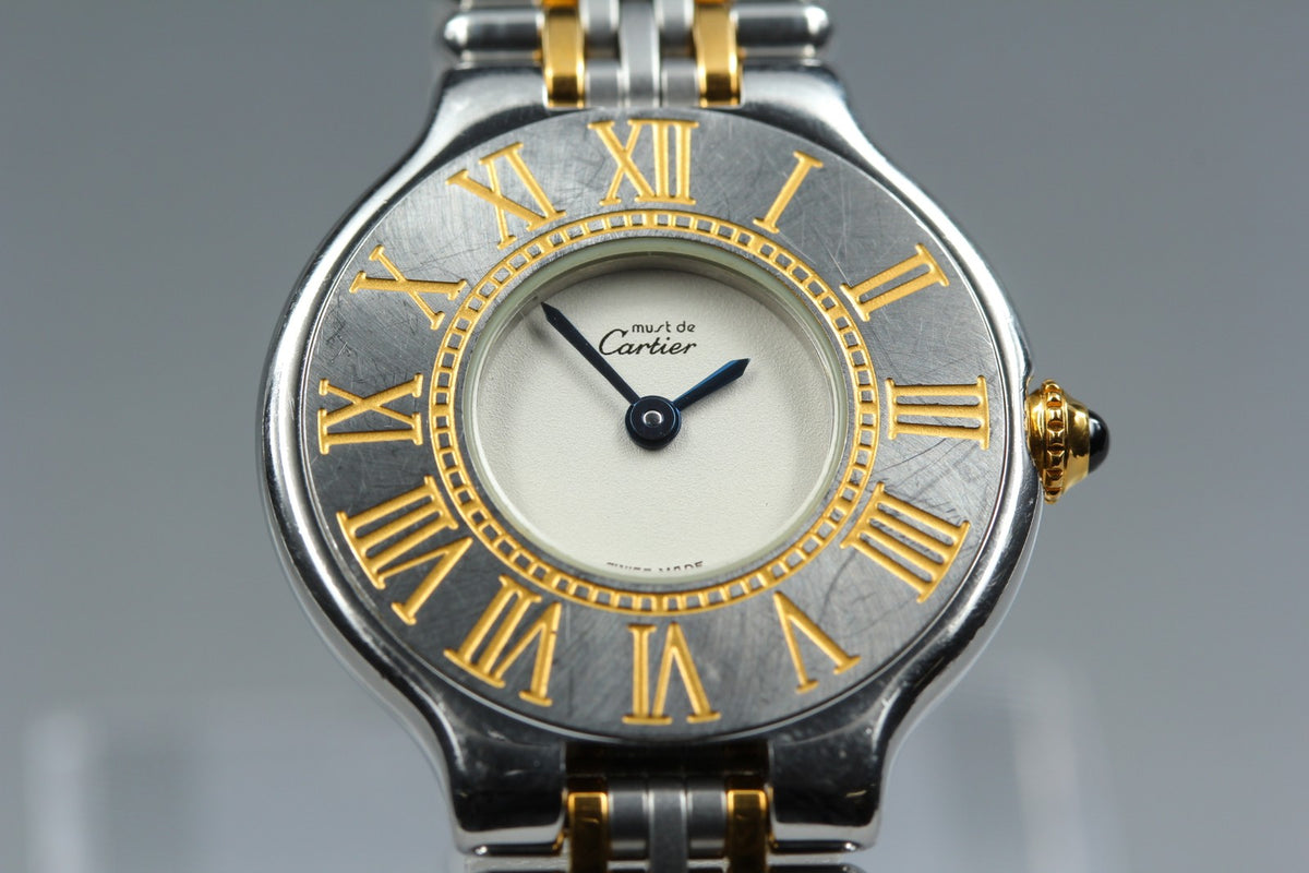 Cartier Must de Cartier 21 27mm Silver Gold Women's Quartz Watch Vintage [Pouch]
