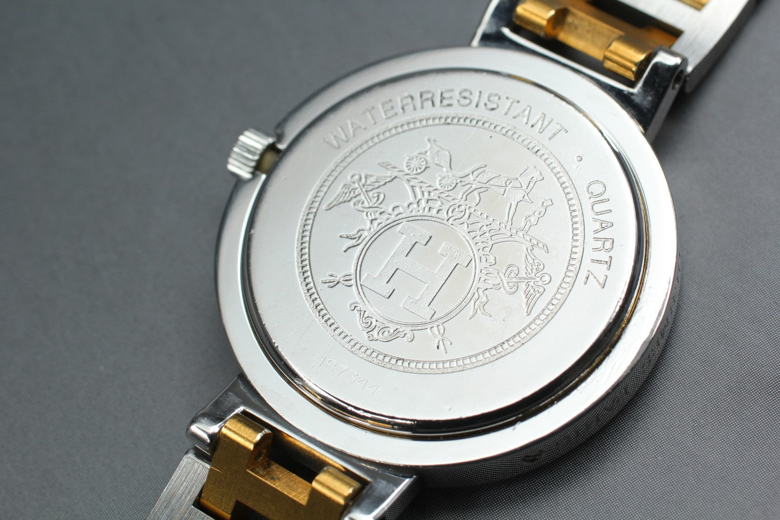 Vintage [Exc+5 Box] Hermes Clipper 30mm White Dial Gold Unisex Watch Quartz