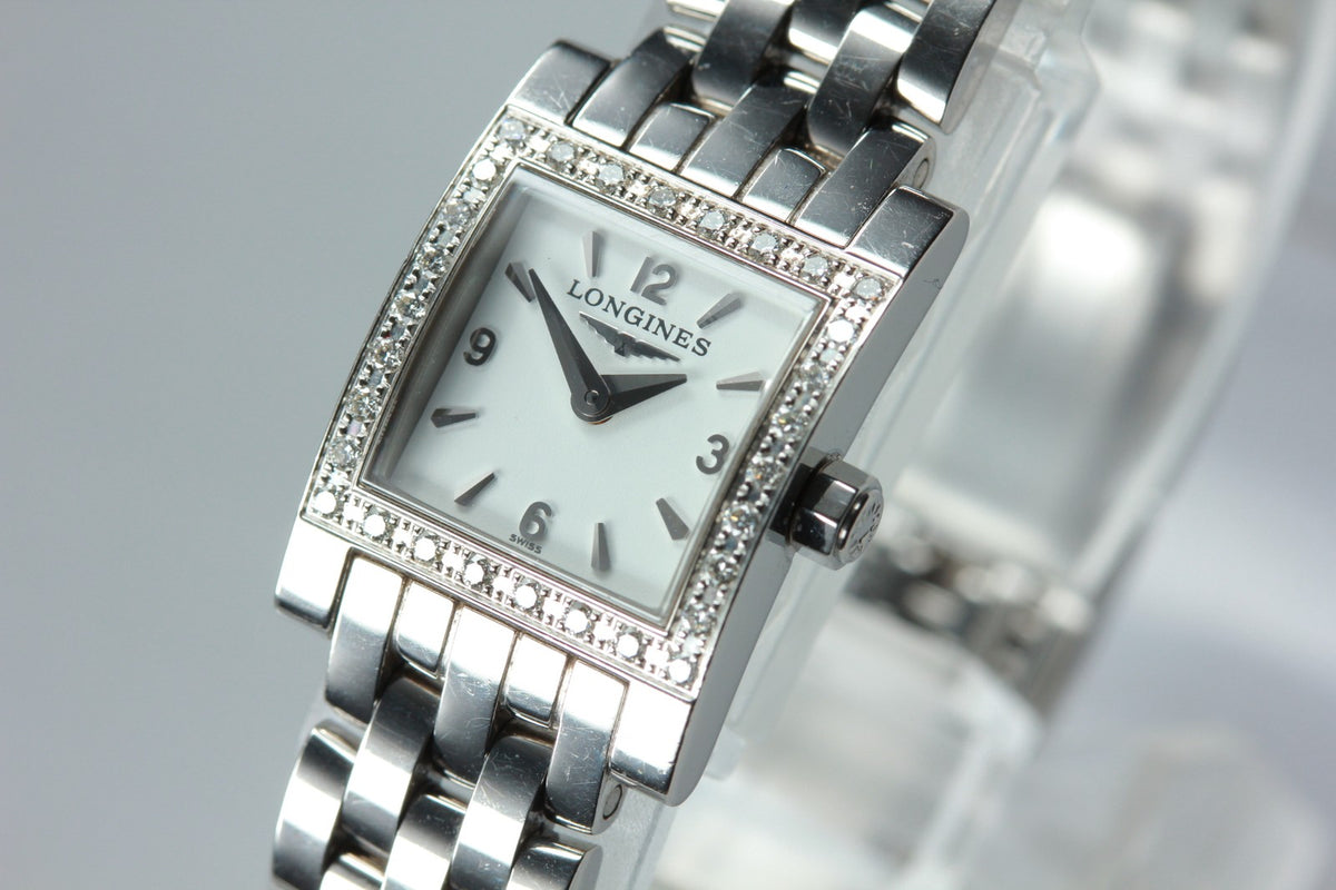 LONGINES Dolce Vita L5.161.0 Quartz Diamond Bezel White Women's Watch 16mm JAPAN