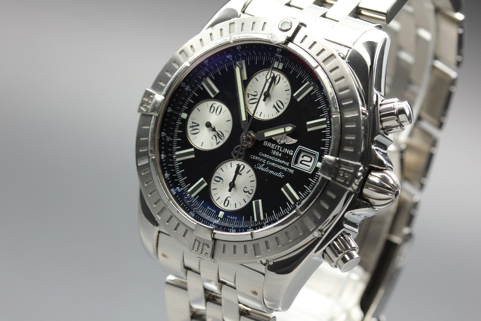 BREITLING Chronomat Evolution A13356 Chronograph Black AT 42mm Men's Watch [Box]