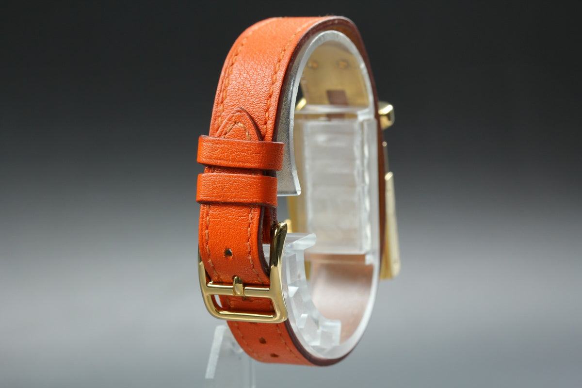 [Overhauled /Box] HERMES Kelly Watch Orange Dial Gold "A" Woman's Watch Quartz