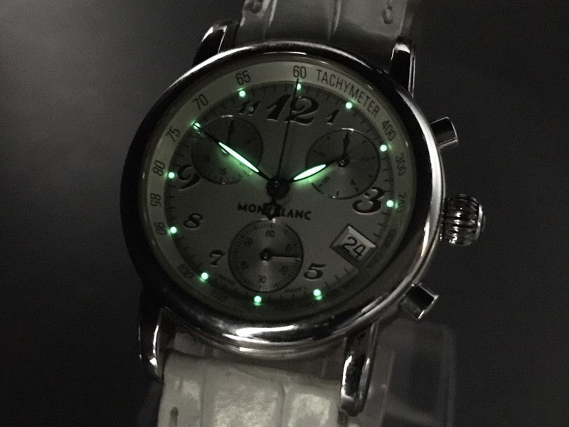 MONTBLANC Meisterstuck 7039 Quartz Silver Chronograph Women's Watch 30mm JAPAN