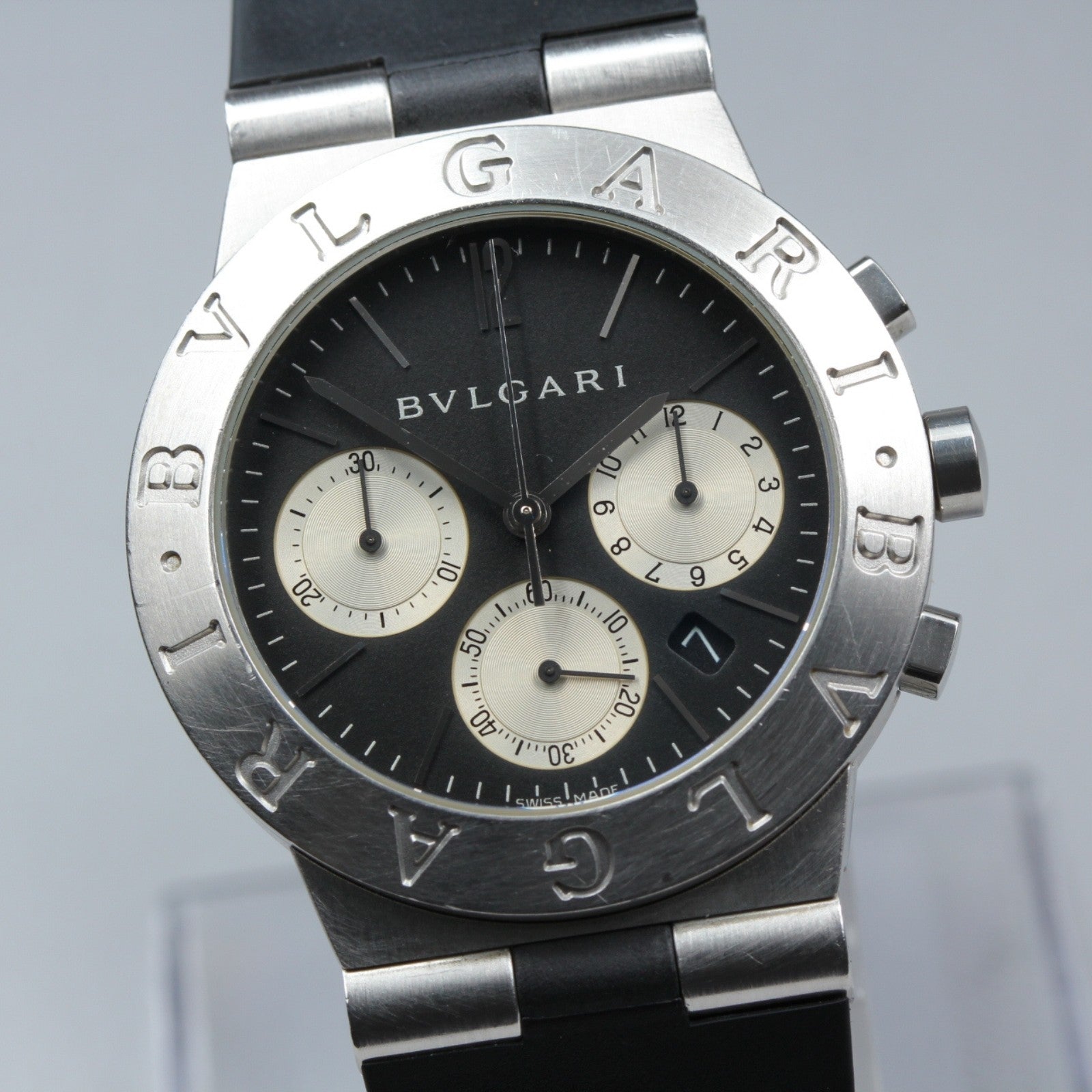 New Batt BVLGARI Diagono Sports CH35S Quartz Black Men's Watch 36mm JAPAN Box