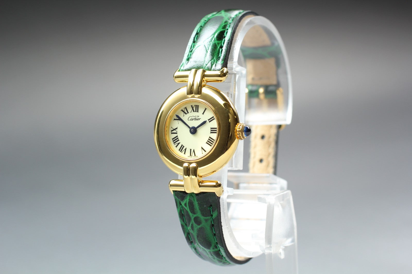 Vintage Cartier Must Colisee Vermeil 590002 Green Gold Women's Qz Watch [Box]
