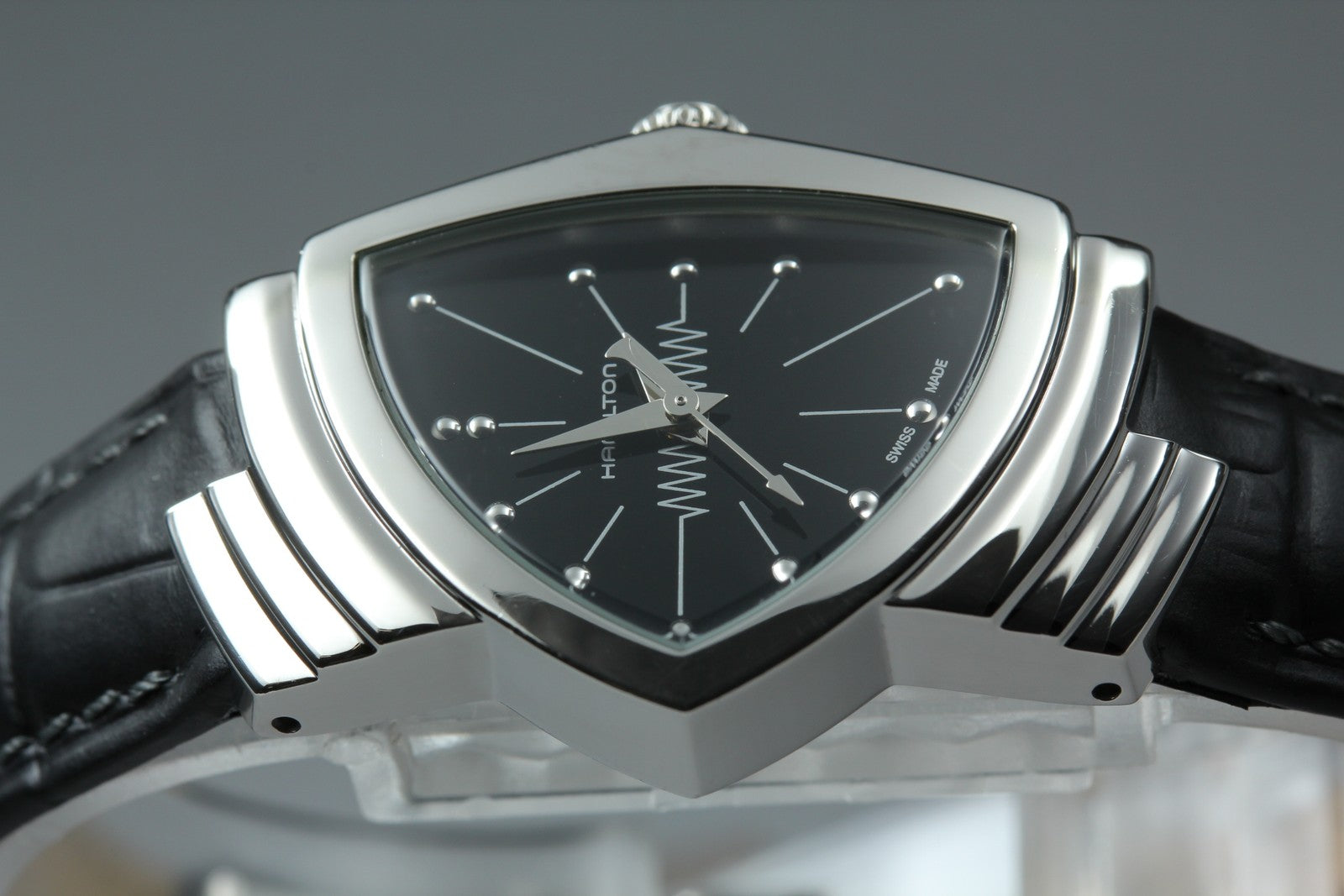 [Exc+5] New Batt HAMILTON Ventura H242112 Quartz Black Women's Watch 24mm JAPAN