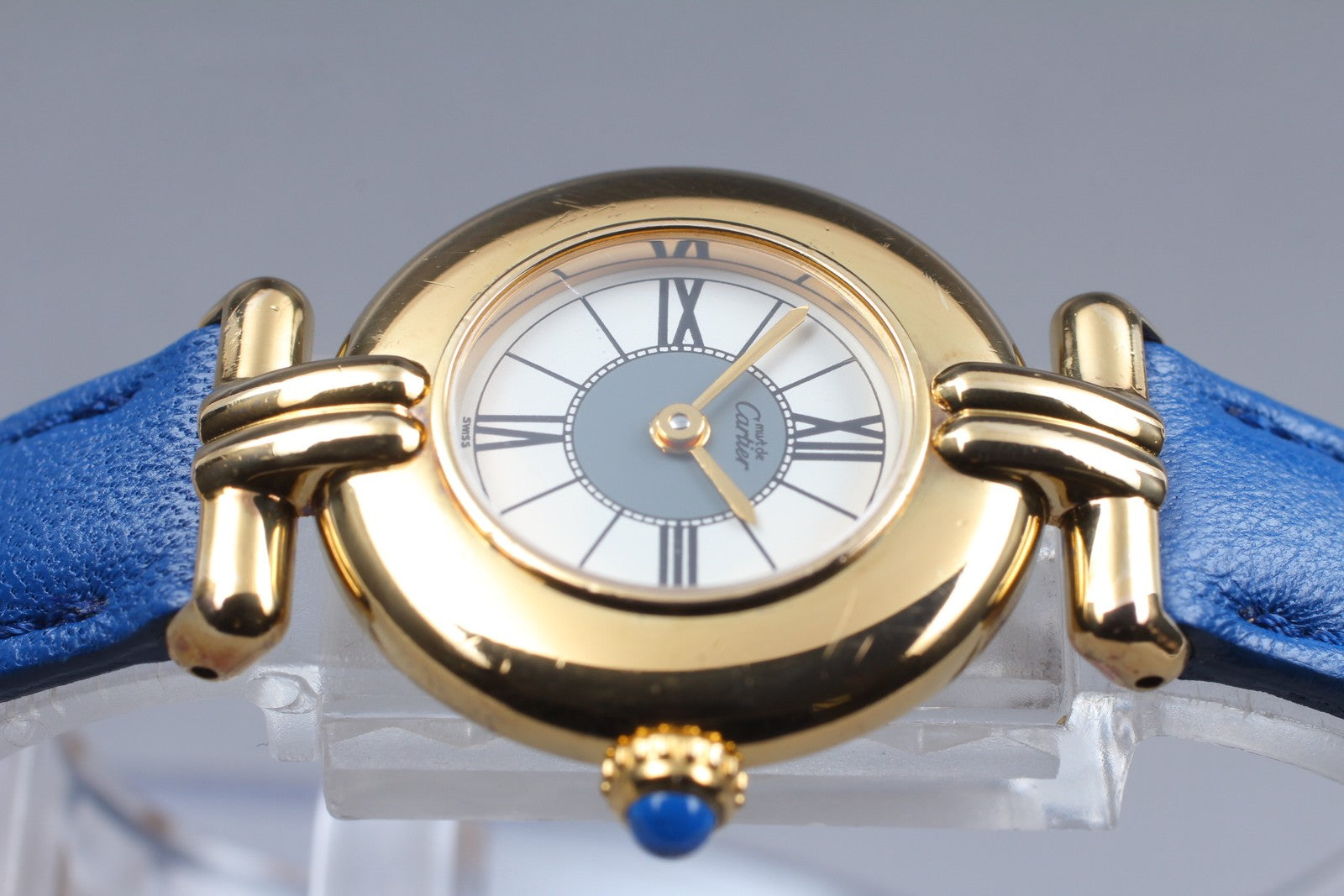 Vintage [Exc+5] Cartier Must Colisee Vermeil 590002 Blue Women's Quartz Watch