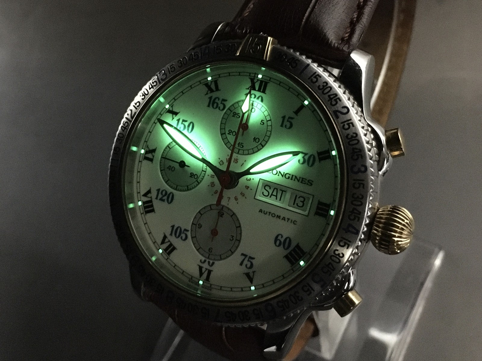 Longines Lindbergh Hour Angle Chronograph L2.618.5 41mm White Dial AT Mens Watch