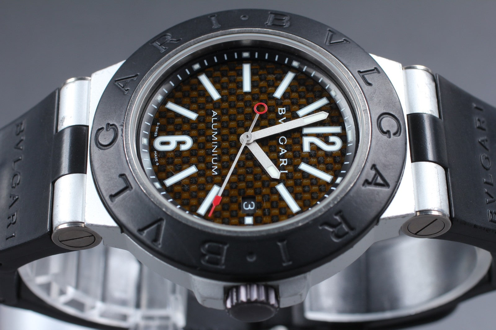 BVLGARI Diagono AL44TA Black Dial Automatic Date Men's Watch 44mm JAPAN
