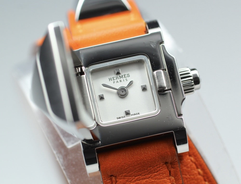 [Exc+5] HERMES Medor ME2.110 Silver Orange 17mm Woman's Watch Quartz From JAPAN