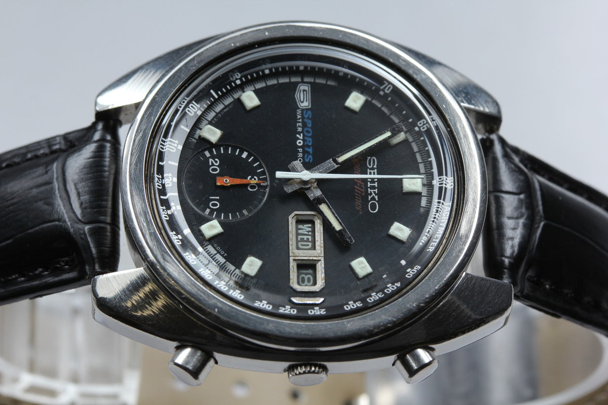overhauled SEIKO 5 Sports Speed Timer 6139-6010 Automatic Men's Watch 39mm JAPAN