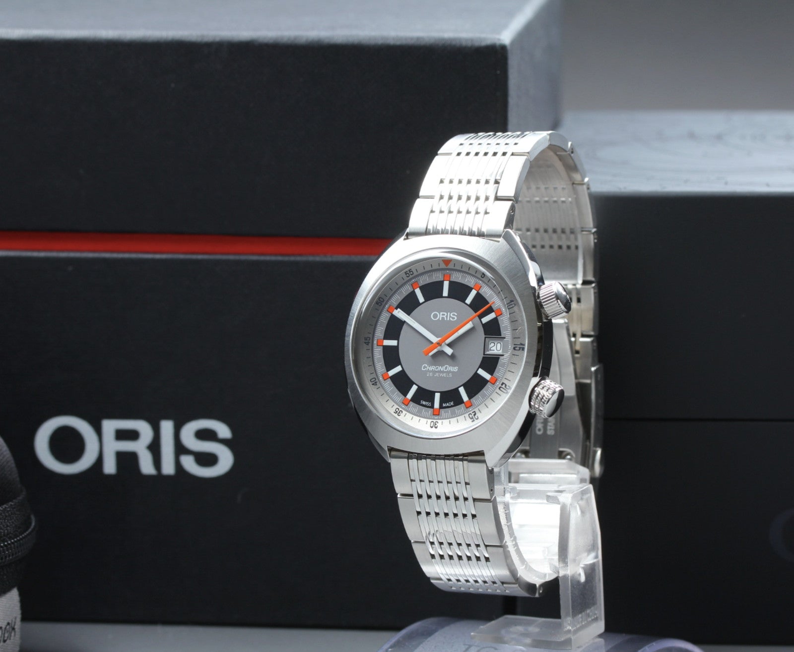 [Near MINT- Box] ORIS ChronOris Date 7737 Gray Dial 38mm Automatic Men's Watch