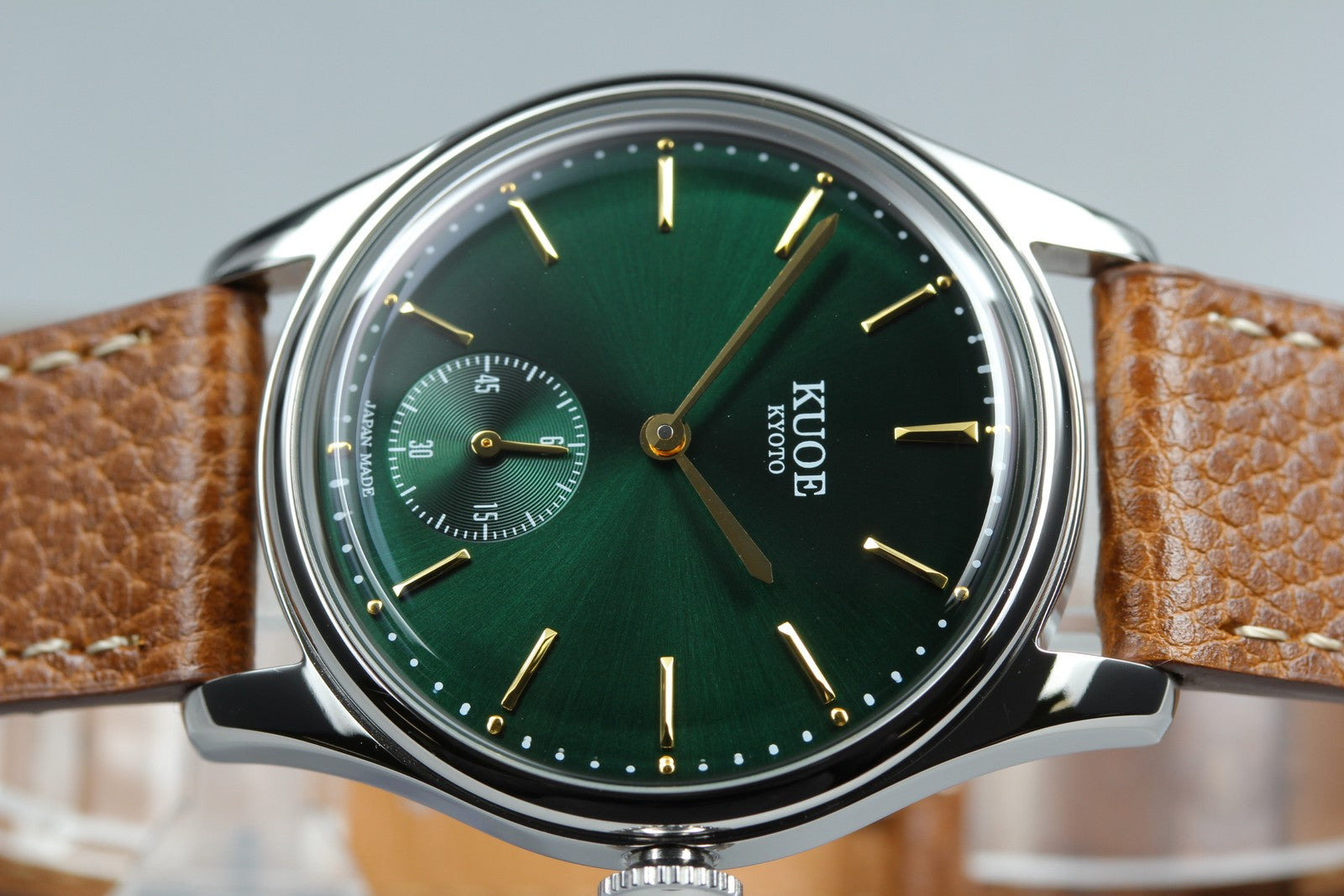 KUOE KYOTO OLD SMITH 90-001 34mm Green Dial Brown Quartz Men's Watch [Box]