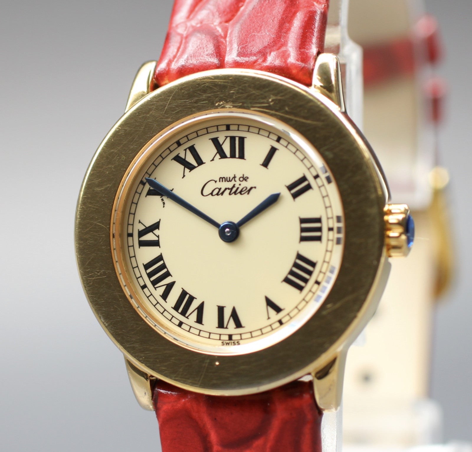 Vintage [Exc+5] Cartier Must Ronde de Cartier 1801 Red 22mm Women's Quartz Watch