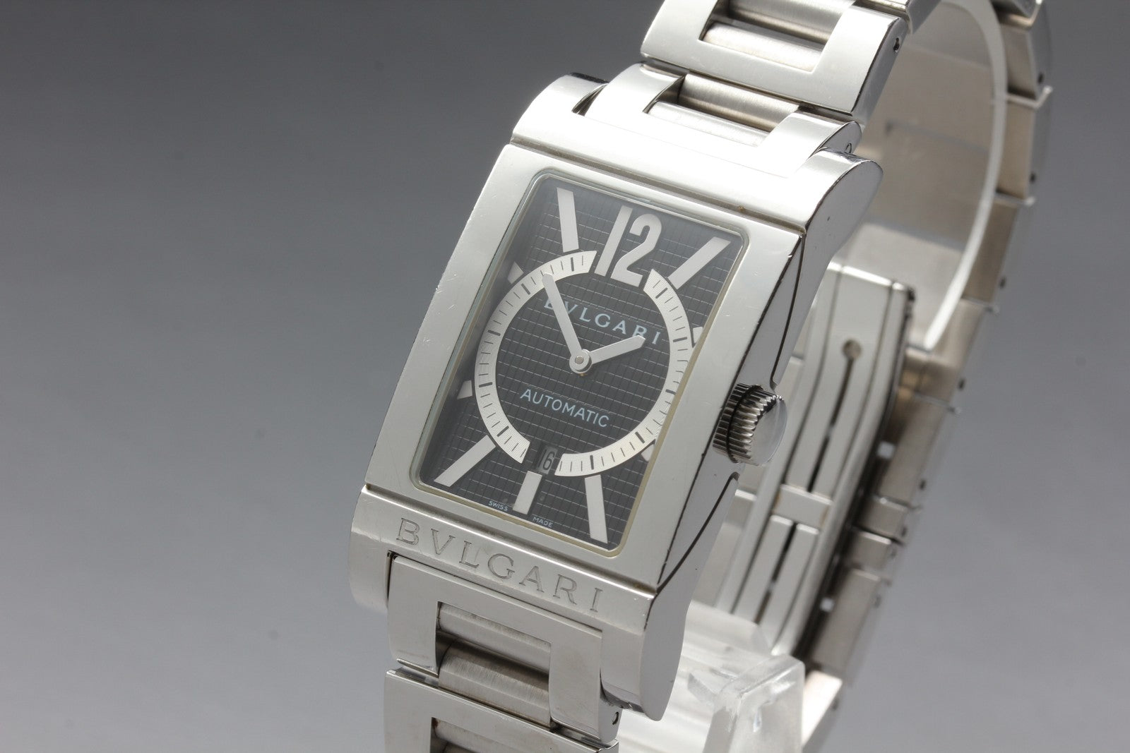 [Exc+5] BVLGARI Rettangolo RT45S Automatic Black Dial Men's Watch From JAPAN Box