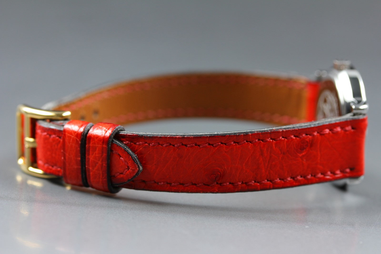 Vintage HERMES Sellier White Dial Red "T" 24mm Woman's Quartz Watch