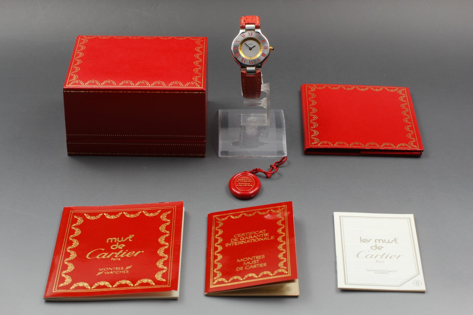 New Batt[Exc+5]Box Cartier Must De 21 1340 Silver Quartz Women's Watch 27mm JP