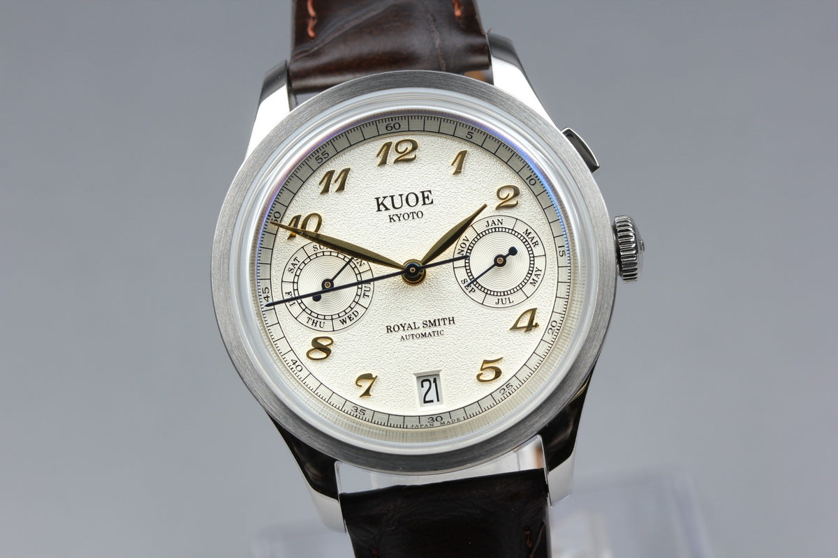 KUOE KYOTO ROYAL SMITH 90-010 Ivory Brown 35mm Automatic Men's Watch JAPAN Box