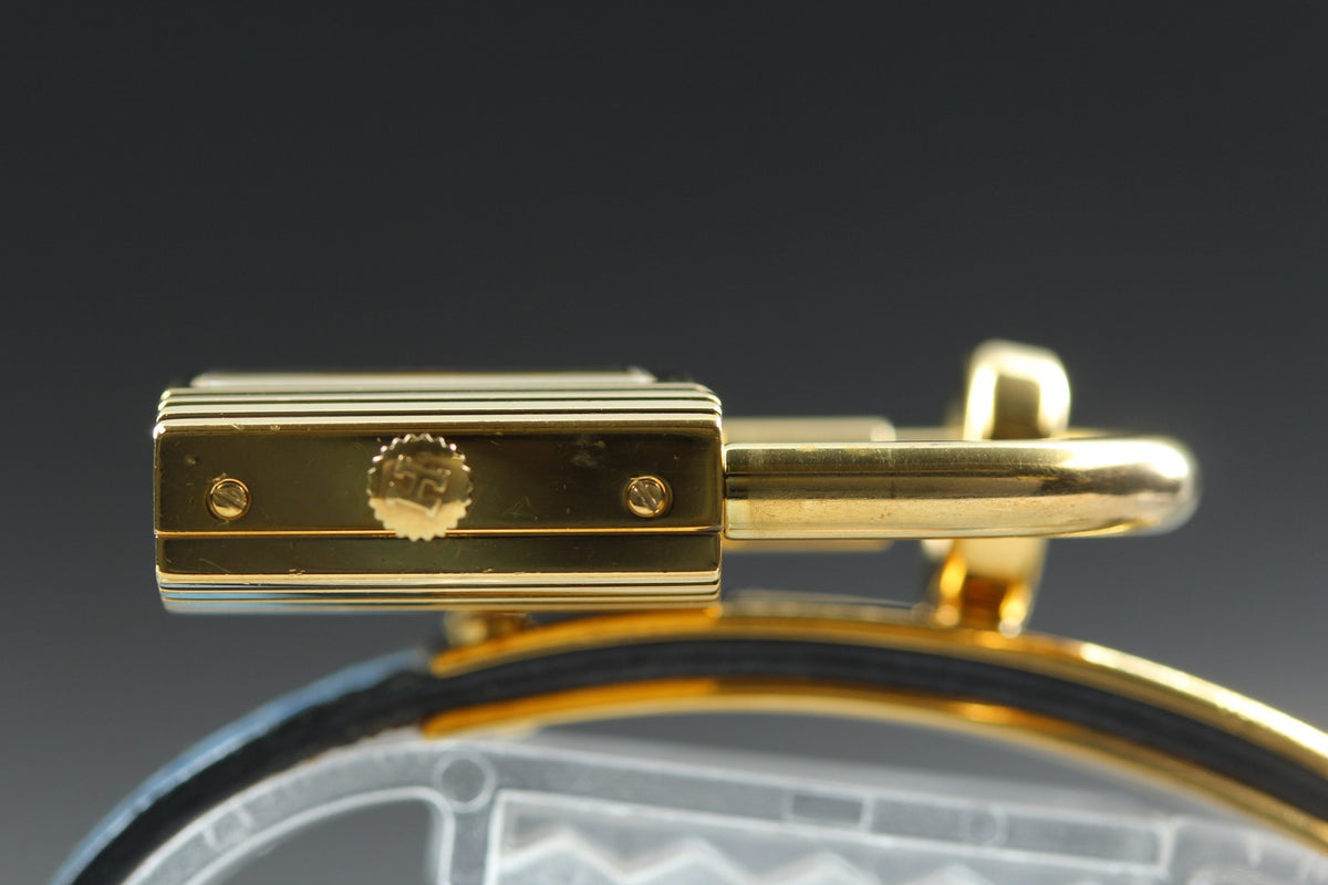 [Overhauled] HERMES Kelly Watch Gold Dial Blue "W" Woman's Quartz Watch Vintage