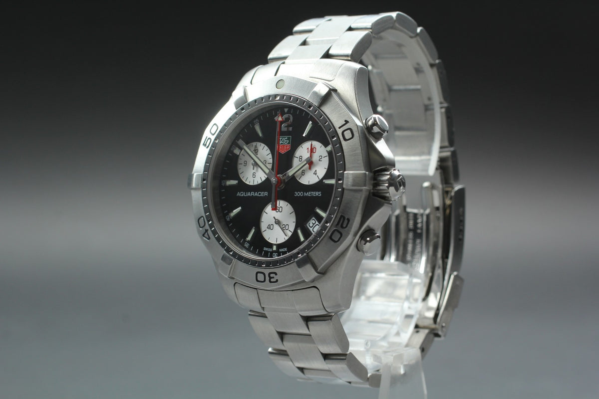 [Exc+5] Tag Heuer Aquaracer CAF1110 Chronograph Black Quartz Men’s Watch JAPAN
