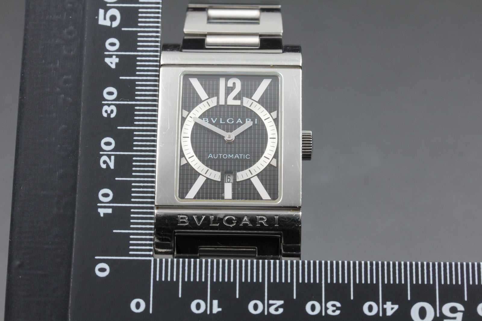 [Exc+5] BVLGARI Rettangolo RT45S Automatic Black Dial Men's Watch From JAPAN Box