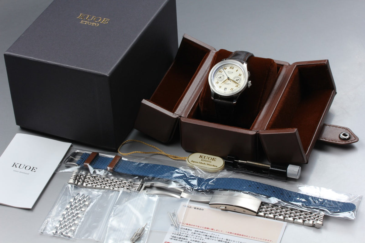 KUOE KYOTO ROYAL SMITH 90-010 Ivory Brown 35mm Automatic Men's Watch JAPAN Box