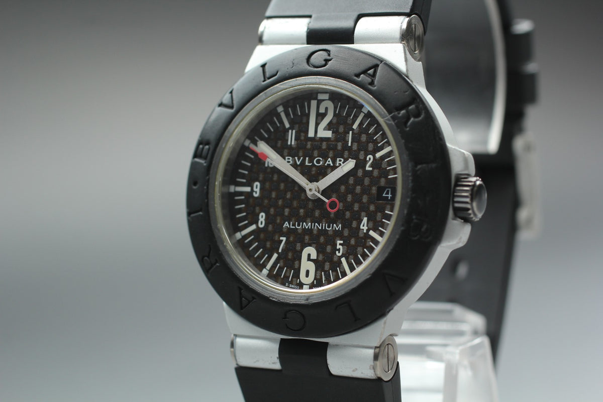overhauled BVLGARI Aluminum AL38TA Black Men's Automatic Watch 38mm JAPAN Box