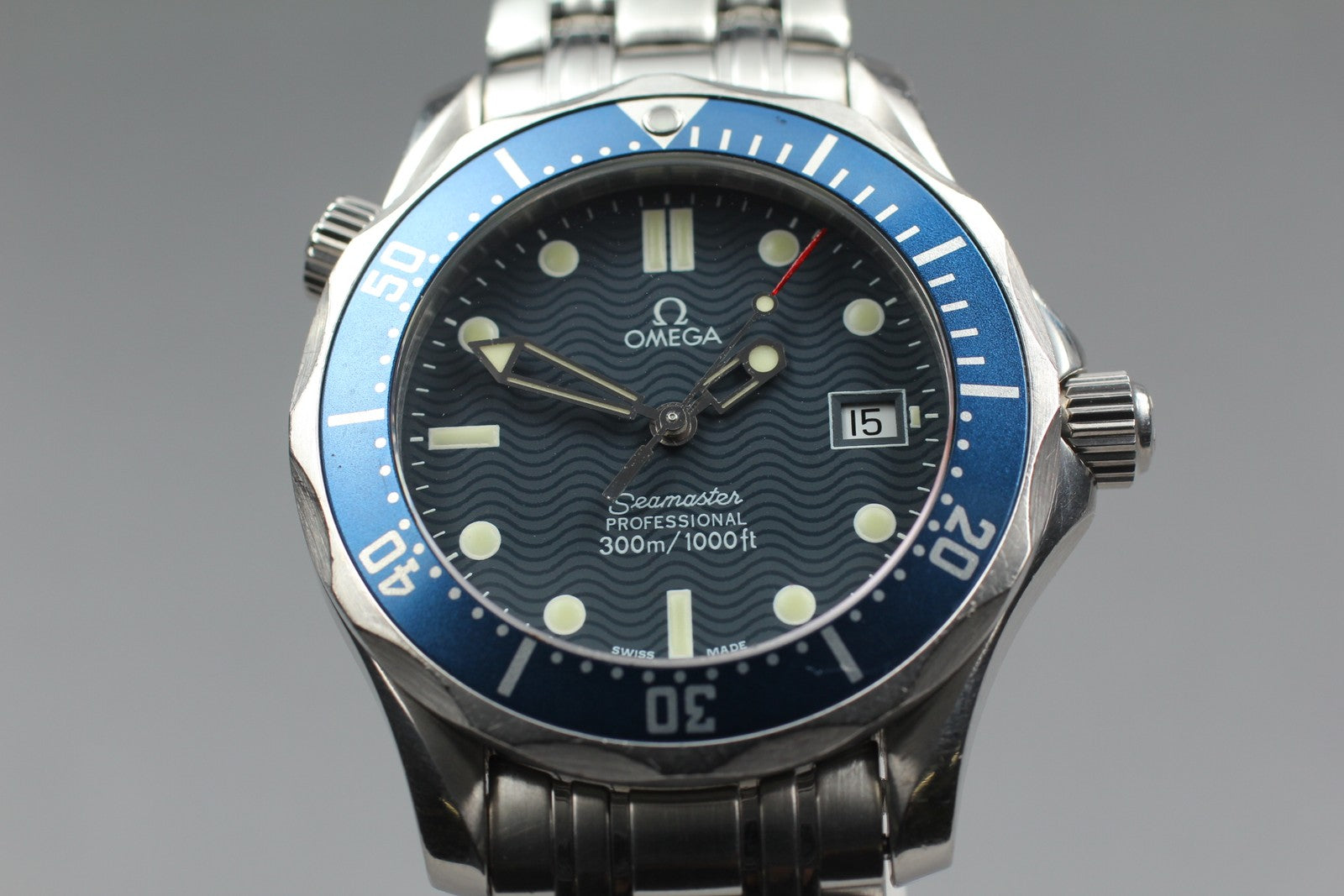 Overhauled [Exc+5 Box] OMEGA Seamaster 2561.80 300M Blue 36mm Men's Watch Quartz