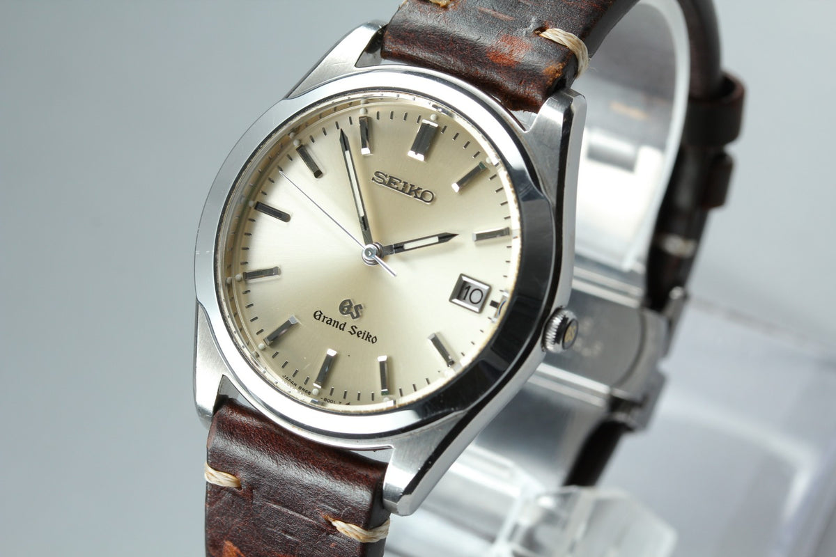 New Batt Vintage SEIKO Grand Seiko 8N65-8000 Quartz Men's Watch 35mm From JAPAN