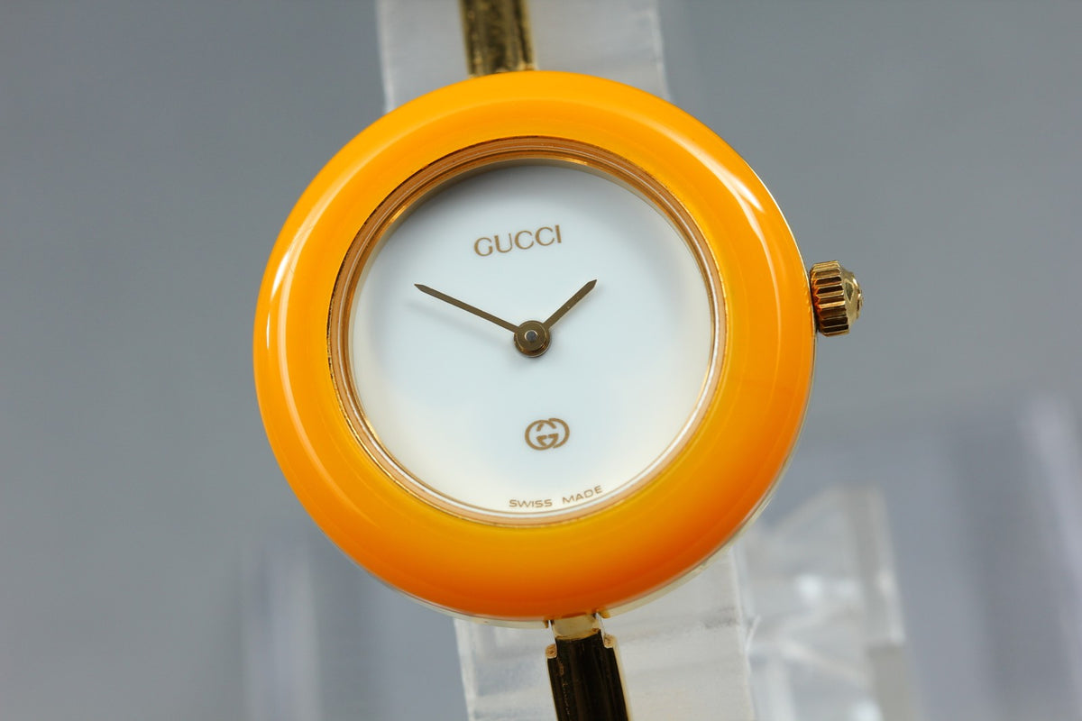 Gucci Change Bezel 11/12 Orange Bezel Gold Women's Quartz Watch Vintage [15.5cm]