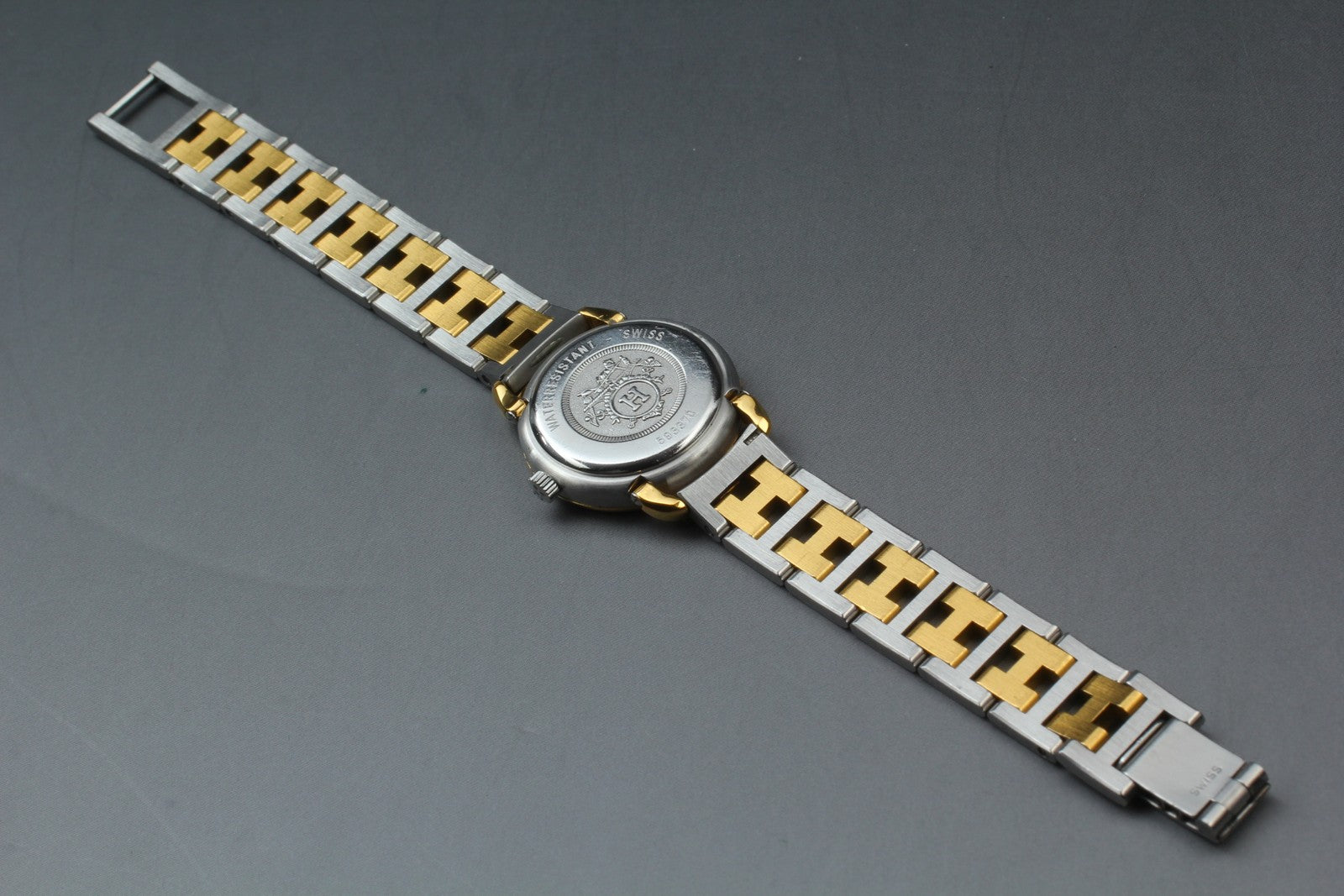 Vintage [Exc+5] Hermes Pullman Gold Ivory Dial 24mm Date Woman's Quartz Watch