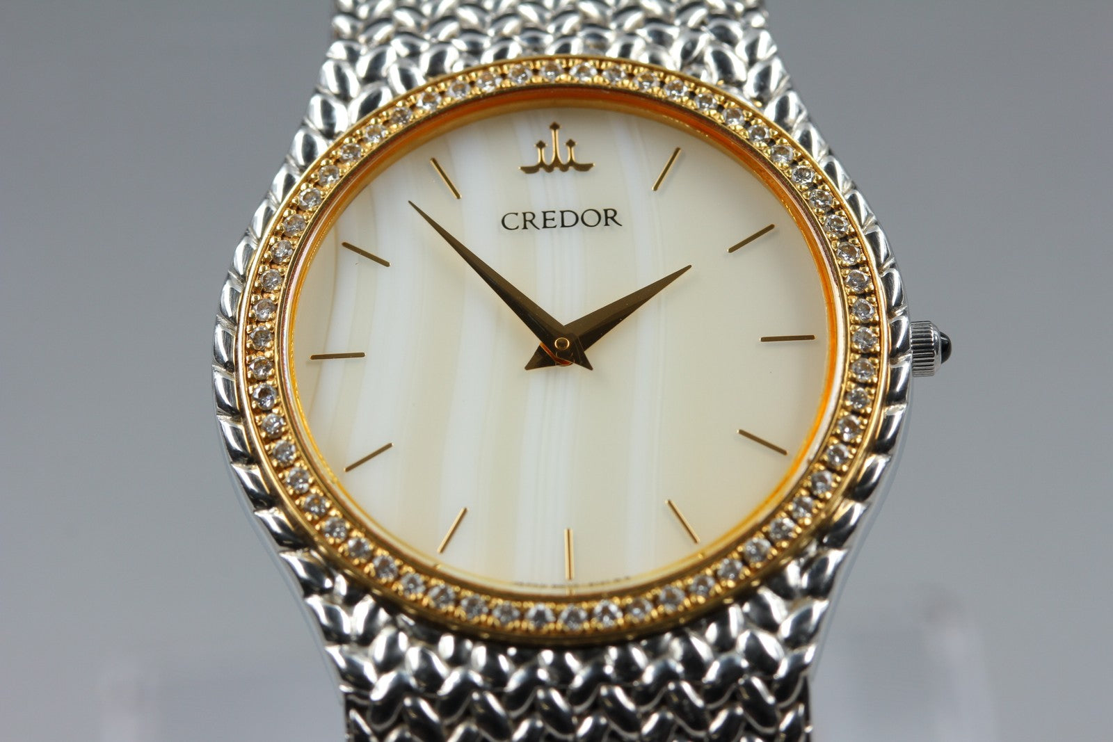 [Exc+5] SEIKO CREDOR 8N70-6140 31mm Diamond Unisex Quartz Watch From JAPAN